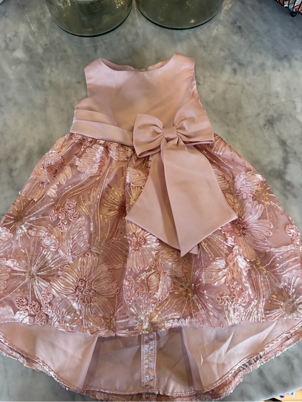 Rare Editions Rose Floral Lace Bow Party Dress